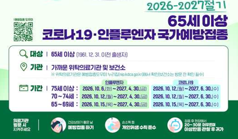 65세 이상 독감 무료접종 10월 6일 시작, 부모님 연세가 다르다면 두분 언제 같이 가셔야될까?
