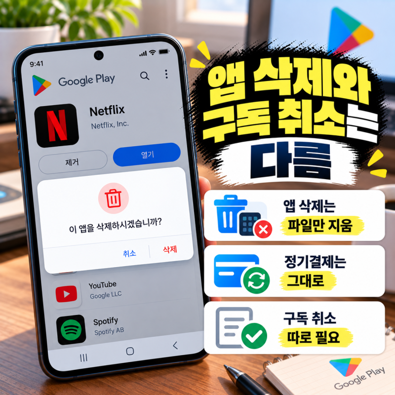 구글플레이 앱 삭제 해도 요금 청구? 정기결제 취소 및 관리 방법