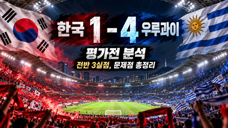 한국 우루과이 축구 결과 1-4 완패｜손흥민·이강인 선발, 전반 3실점 원인은 무엇이었나