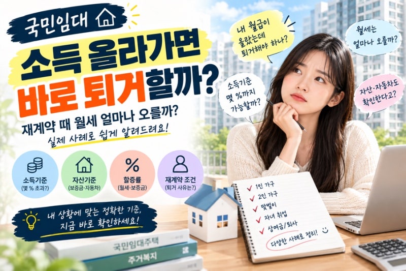 국민임대 소득 올라가면 바로 퇴거할까? 재계약 때 월세 얼마나 오를까