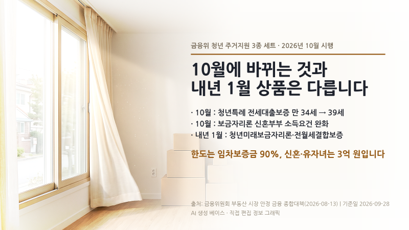 청년 전세대출 만 39세 확대 10월 시행, 내년 1월 상품과 구분해야