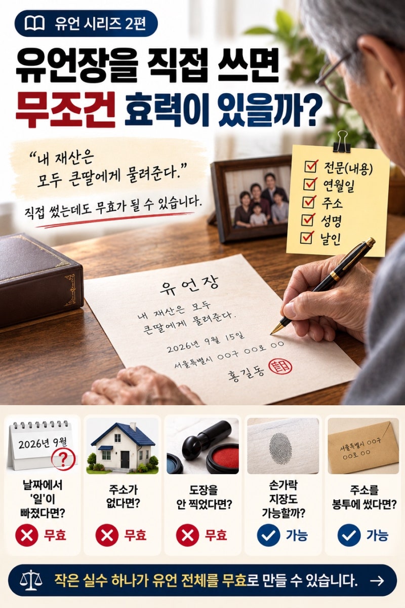 [유언 2편]｜유언장을 직접 쓰면 무조건 효력이 있을까?
