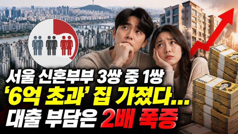 서울 신혼부부 3쌍 중 1쌍 '6억 초과' 집 가졌다... 대출 부담은 2배 폭증