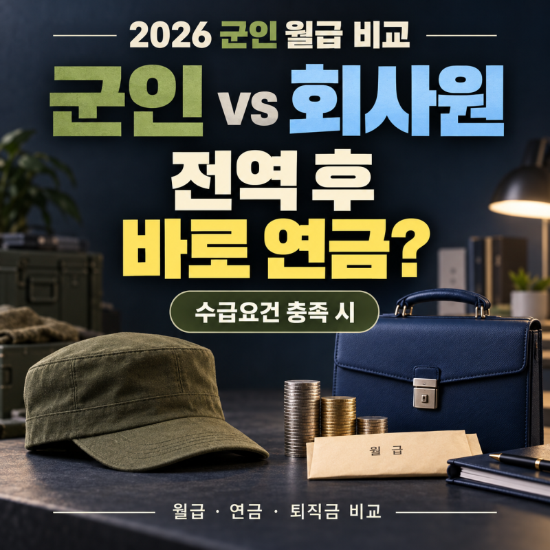 2026년 군인 월급 vs 회사원 연봉 4,000만 원, 전역하면 바로 받는 군인연금까지 비교