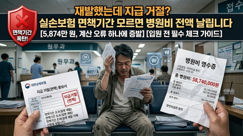 "재발했는데 지급 거절?" 실손보험 면책기간 계산법 모르면 5,000만 원 병원비 전액 날립니다