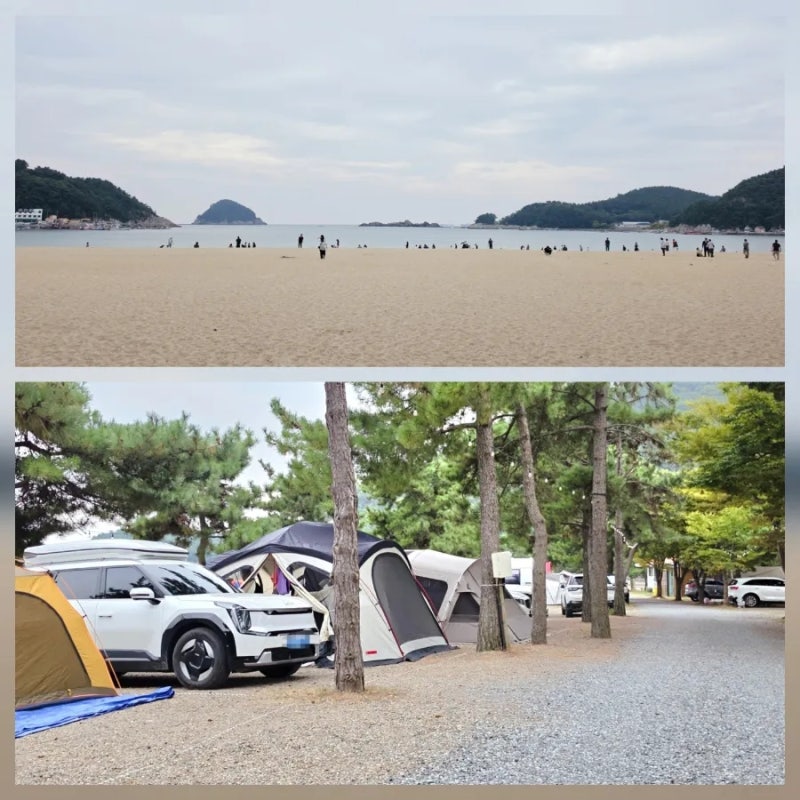 남해 캠핑 상주은모래비치 해수욕장 캠핑장