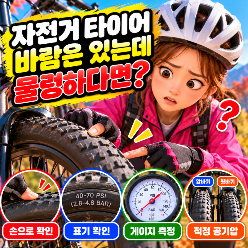 자전거 타이어에 바람은 있는데 물렁하다면? 공기압 부족 확인하는 방법