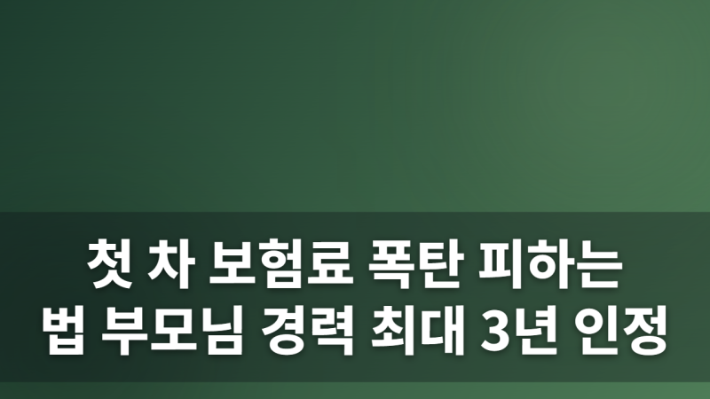 부모님 자동차보험 가입 경력 인정 제도로 첫 차 보험료 폭탄 피하는 방법