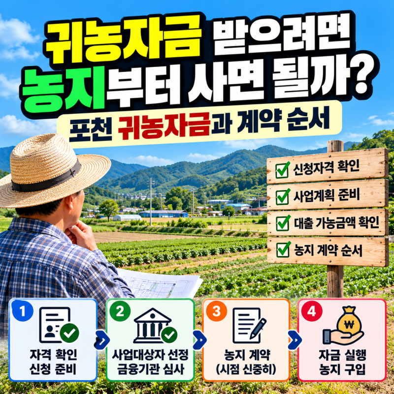 귀농자금 받으려면 농지부터 사면 될까?｜포천 귀농자금과 계약 순서