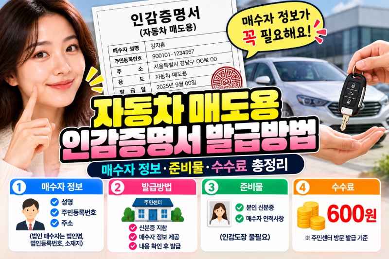 자동차 매도용 인감증명서 발급방법｜매수자 정보·준비물·수수료 총정리