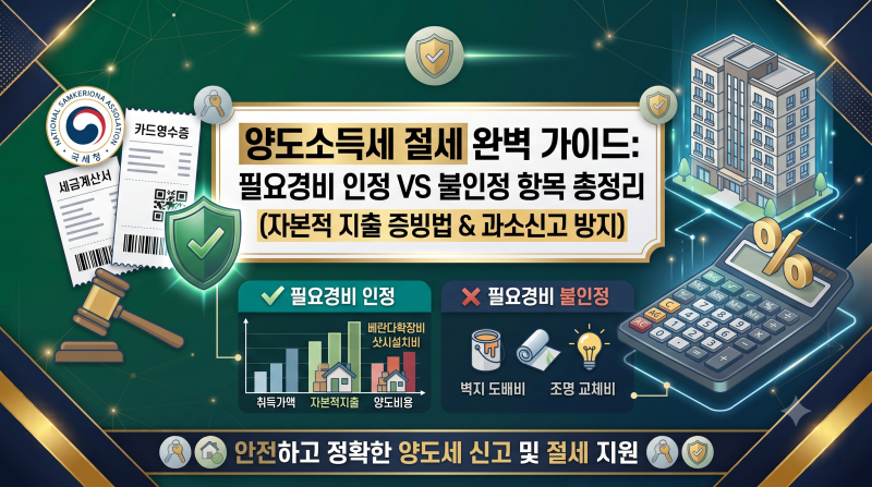 부동산 양도세 필요경비 인정 항목 vs 불인정 항목 총정리 (자본적 지출 증빙법)