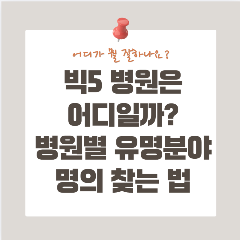 빅5 병원은 어디일까? 병원별 유명한 분야와 명의 찾는 법