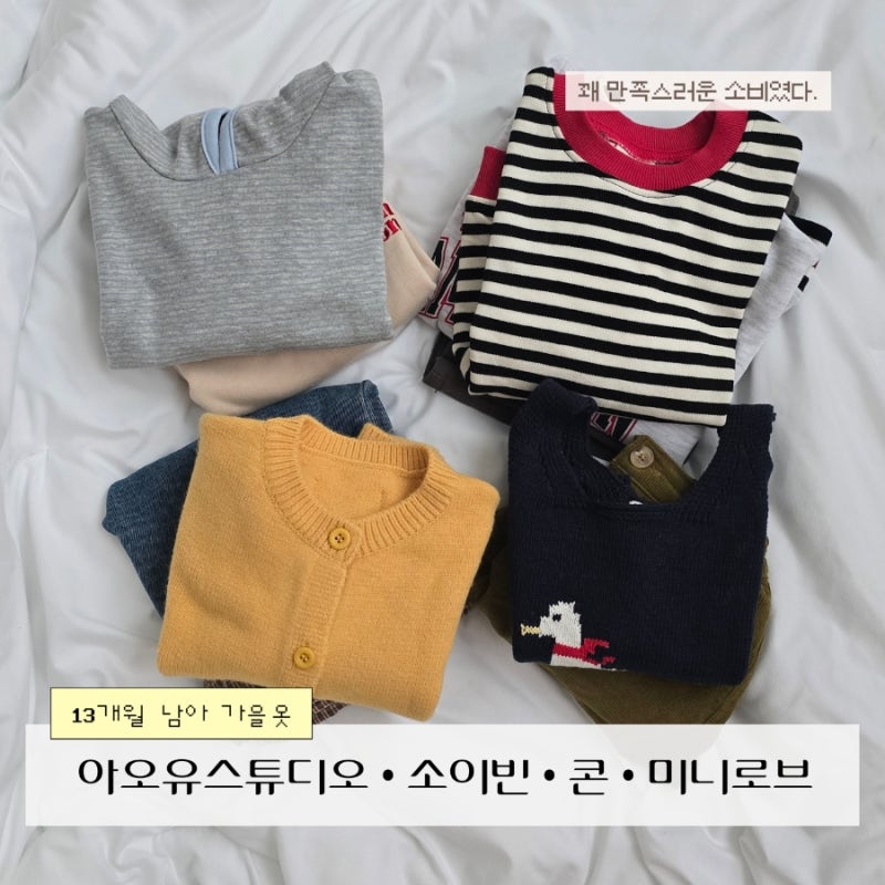 13개월 아기 가을옷 내돈내산 후기 (4) - 아오유스튜디오, 콘, 소이빈, 미니로브 (남대문 브랜....