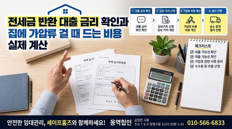 전세금 반환 대출 금리 확인과 집에 가압류 걸 때 드는 비용 실제 계산