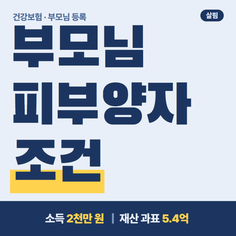 건강보험 피부양자 조건, 부모님 등록할 때 소득·재산 기준
