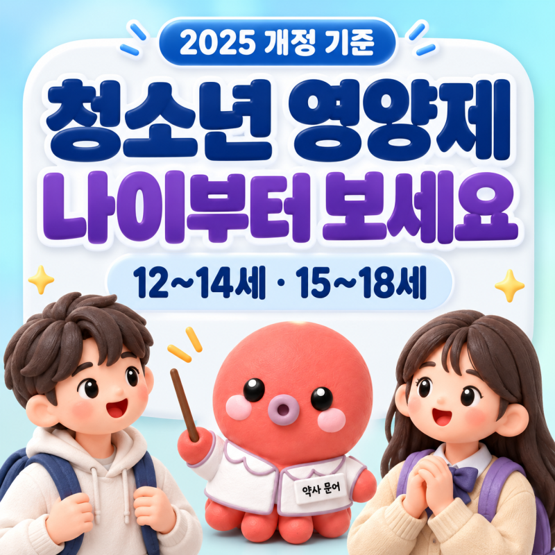 청소년 영양제, 중학생·고등학생은 나이부터 보세요 ｜ 2025 기준 12~14세·15~18세
