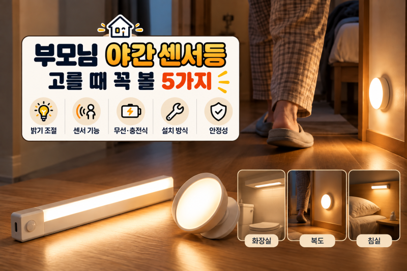 부모님 야간 센서등 고르는 법｜무선 충전식 센서등 선택 전 확인할 5가지