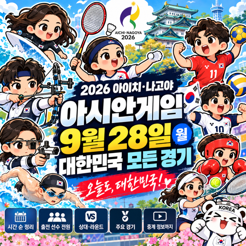 안세영 준결승·남자 핸드볼 4강｜9월 28일 대한민국 경기 일정 총정리