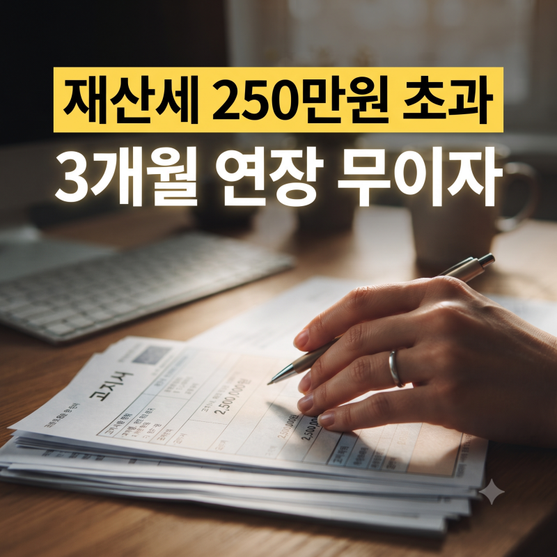 재산세 250만원 초과 분납 신청 조건과 3개월 연장 무이자 혜택
