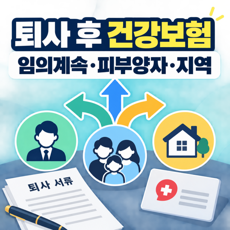 퇴사 후 건강보험 선택법｜임의계속가입 신청기한과 피부양자 조건