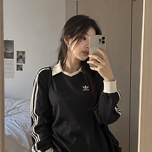 아디다스 와플 롱 슬리브 폴로 티 블랙 코디 사이즈 KQ6866