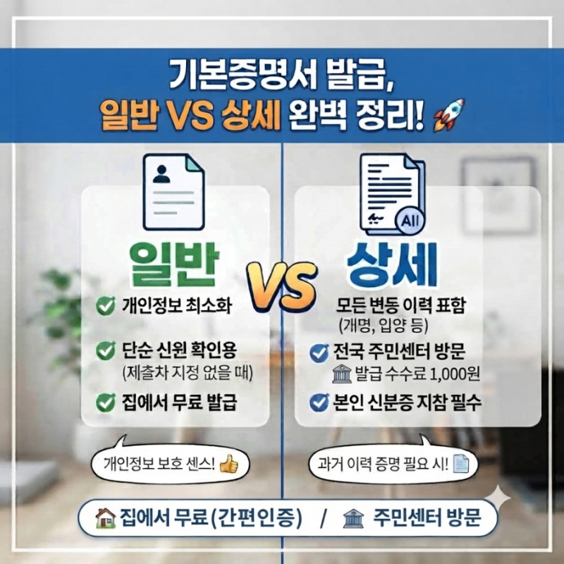 기본증명서 발급 방법 & 일반·상세 차이총정리! (표 없이 3분 컷)
