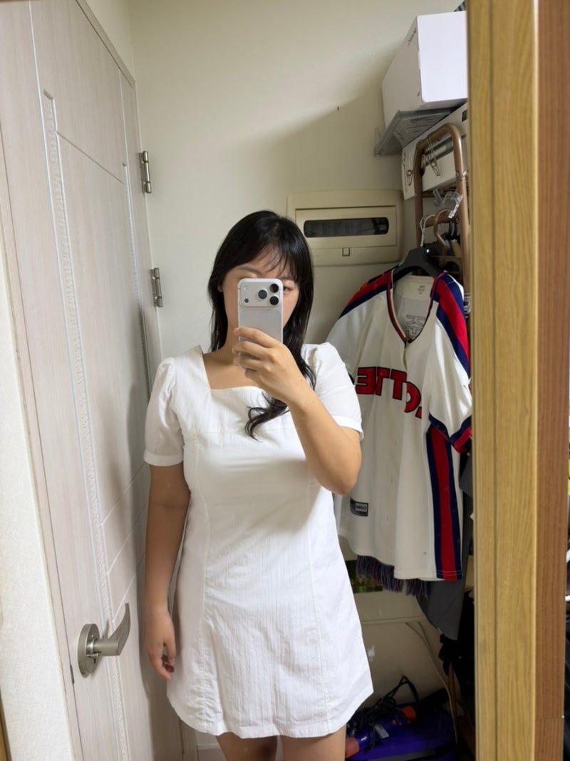 미쏘 미니 원피스 코디｜심심한 원피스에 뭘하면 더 예쁠까? 주일 OOTD