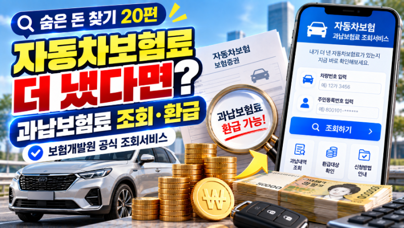 [숨은 돈 찾기 20편] 자동차보험료 더 냈다면? 과납보험료 조회하고 환급받는 방법 총정리