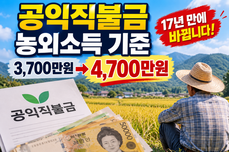 농사 외 소득 있으면 직불금 못 받는다? 농외소득 기준 3,700만→4,700만원