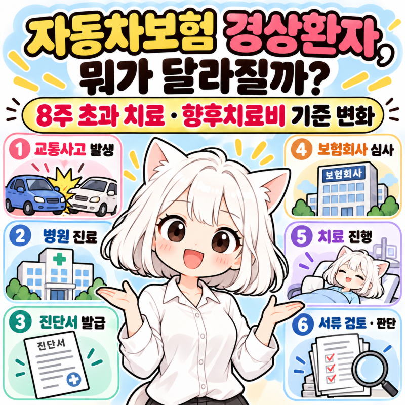 8주가 지나면 달라지는 자동차보험 교통사고 치료 절차│향후치료비 경상환자 기준 안내