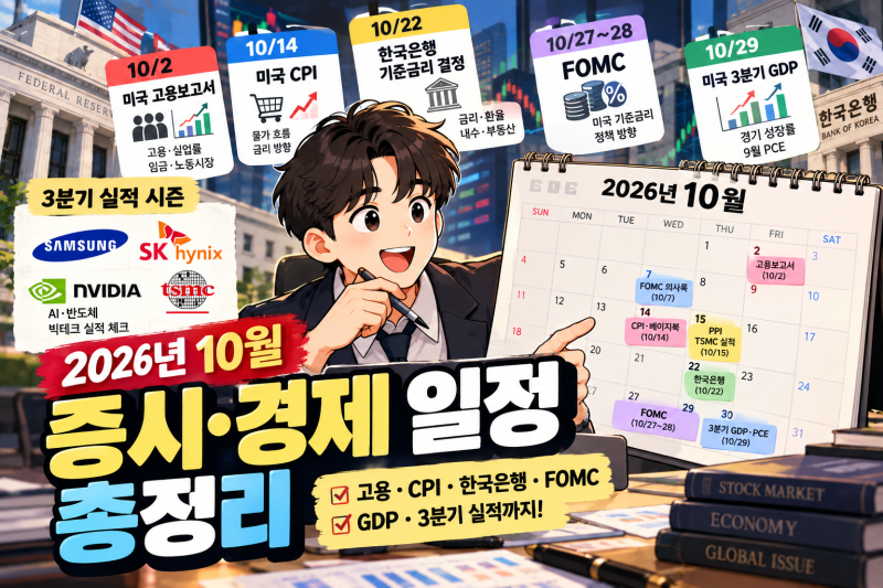 2026년 10월 증시·경제 일정 총정리｜고용·CPI·한국은행·FOMC·GDP·3분기 실적 체크