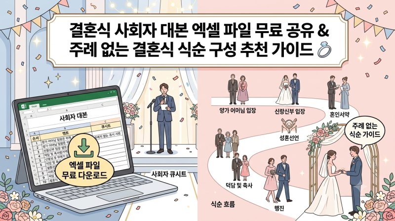 결혼식 사회자 대본 엑셀 파일 무료 공유 & 주례 없는 결혼식 식순 구성 추천 가이드