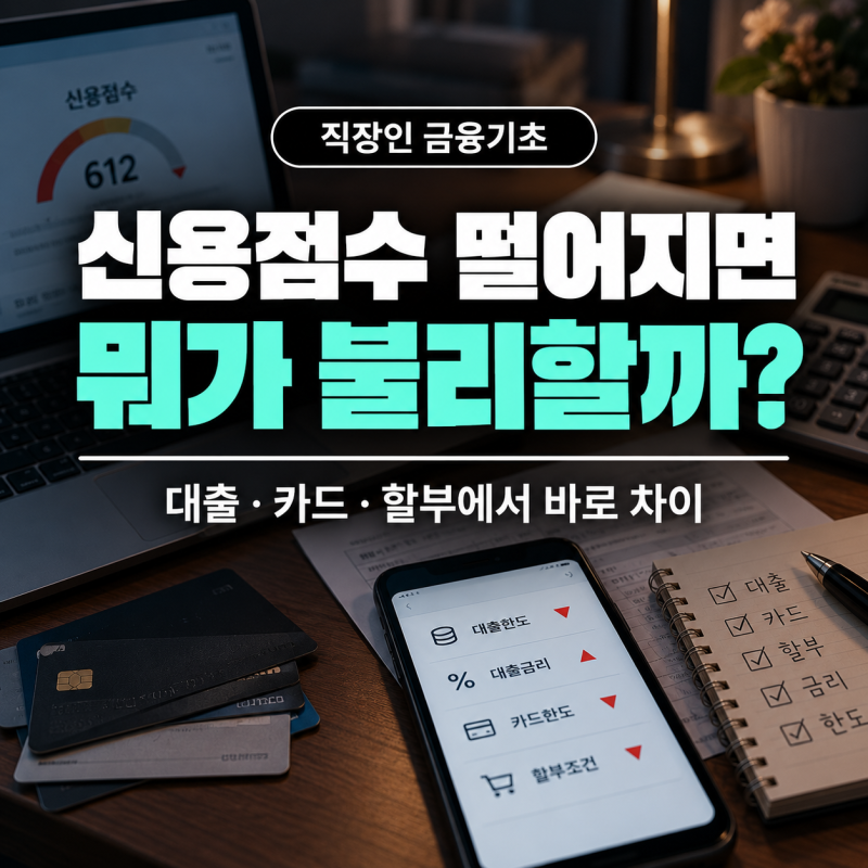 신용점수 떨어지면 실제로 뭐가 불리해질까? 대출·카드·할부에서 바로 달라집니다.
