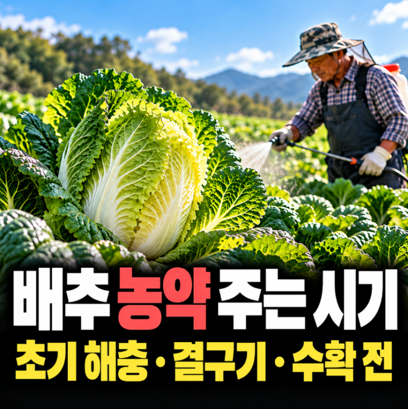 배추 농약 주는 시기 , 언제 쳐야 할까? 정식 후부터 결구·수확 전까지