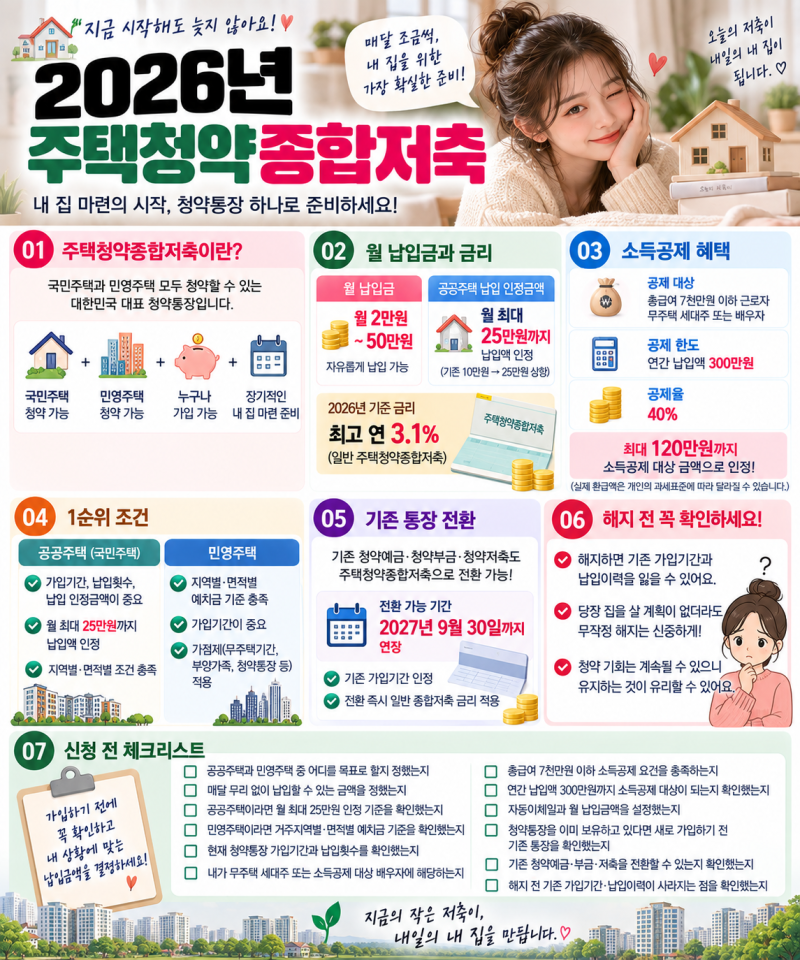 2026 주택청약종합저축 월 납입 25만원·소득공제 총정리