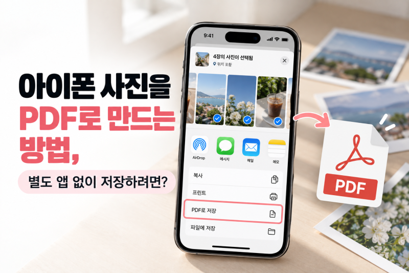 아이폰 사진을 PDF로 만드는 방법, 별도 앱 없이 저장하려면?