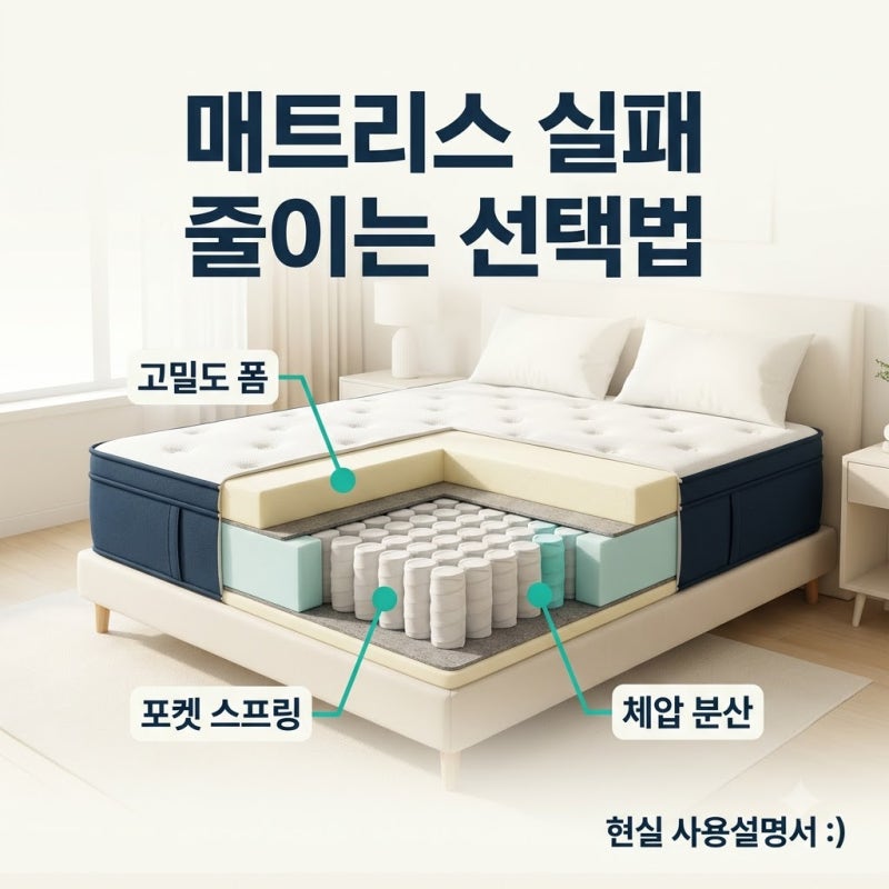 매트리스 실패 줄이는 선택법 4가지, 포켓스프링 vs 메모리폼 비교와 100일 체험 가이드
