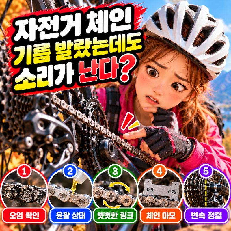 자전거 체인에 기름을 발라도 소리가 난다면? 윤활 후 확인할 5가지