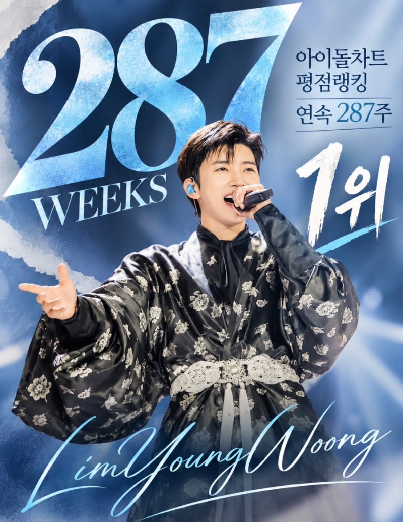임영웅 아이돌차트 평점랭킹 연속287주 독보적 1위