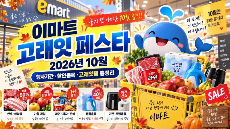 이마트 고래잇 페스타 2026년 10월 행사기간·할인품목·고래잇템 총정리