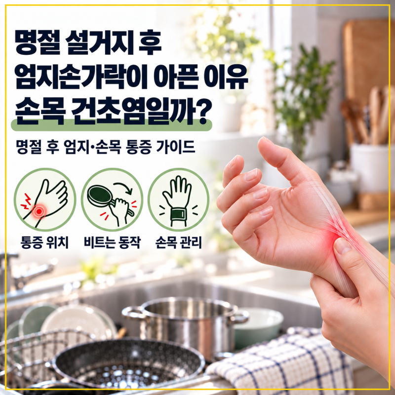 명절 설거지 후 엄지손가락이 아픈 이유 손목 건초염일까?