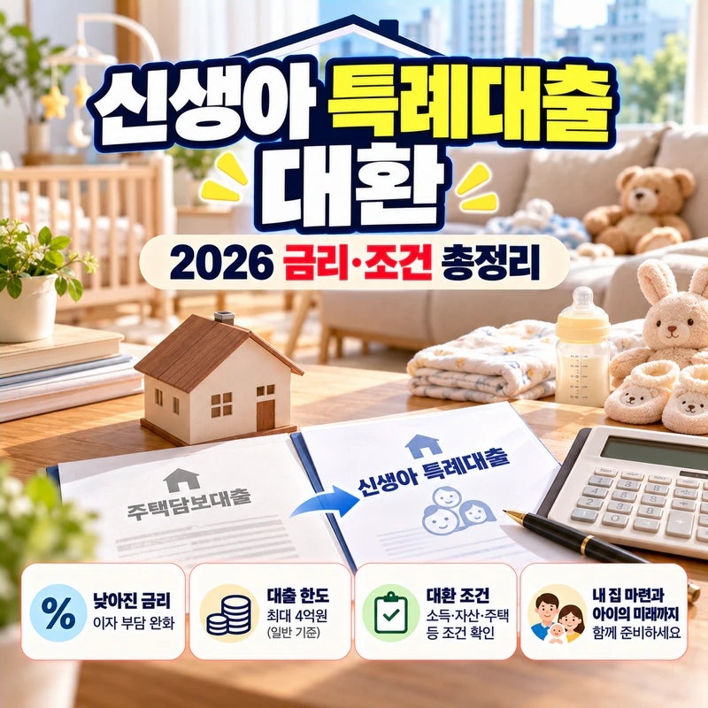 신생아 특례대출 대환 조건, 2026 금리와 기존 주담대 갈아타기 총정리