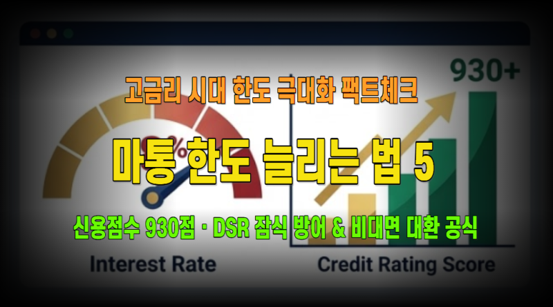 마이너스통장 금리 8% 시대, 한도 늘리는 법 5가지: 신용점수 펌핑부터 DSR 규제 우회·타행 대....