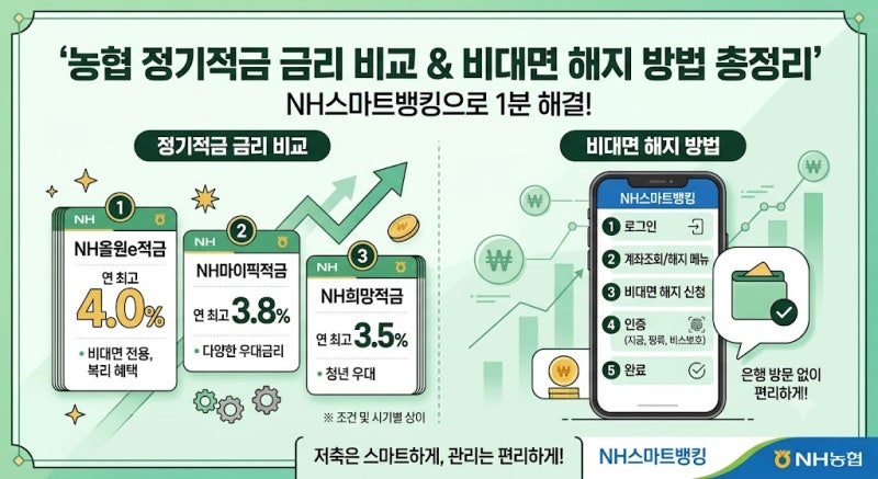 농협 정기적금 금리 비교 및 NH스마트뱅킹 비대면 해지 방법 총정리
