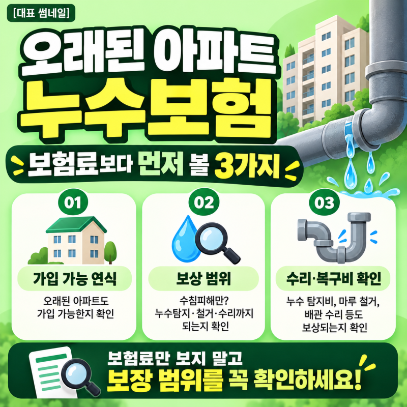 오래된 아파트 누수보험 보험료보다 먼저 확인할 3가지