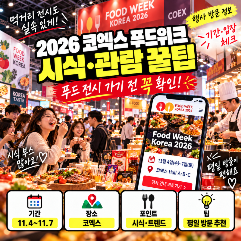 2026 코엑스 푸드위크 일정·배치도·시식 동선 총정리｜Food Week Korea
