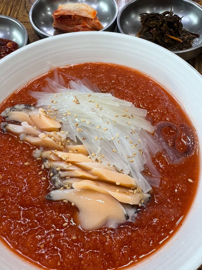 제주 도두해녀의집 한치물회 특물회 전복 해산물 혼밥 점심