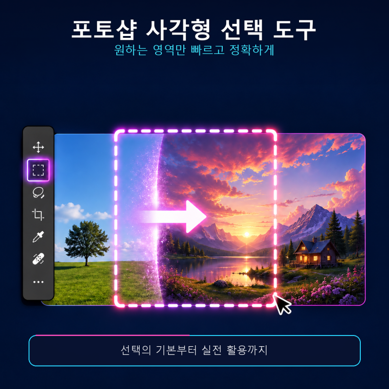 포토샵 사각형 선택 도구 사용법, 원하는 영역만 빠르게 고르는 기본기