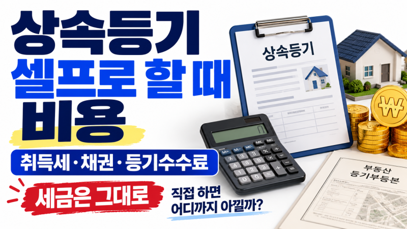 상속등기 셀프로 할 때 비용 얼마? 취득세·채권·등기수수료 총정리