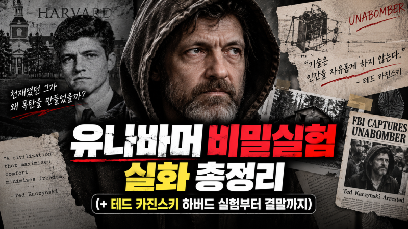 유나바머 비밀실험 실화 총정리(+테드 카진스키 하버드 실험부터 결말까지)